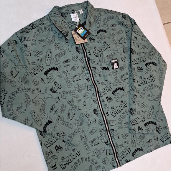 PUMA X RIPNDIP AOP Twill Jacket (Eucalyptus) - Men's size LARGE - Picture 5 of 12